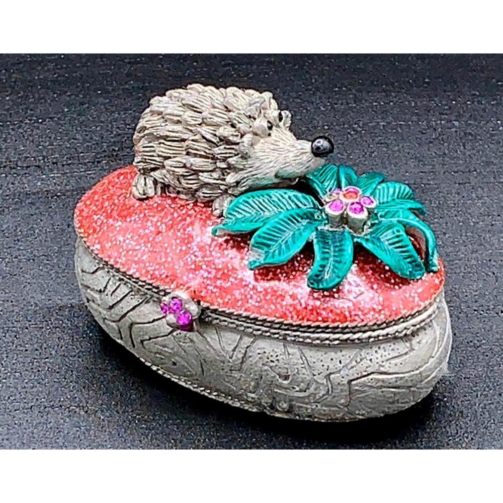 Hedgehog Mini Trinket Box Legacy Fine Arts Hinged Keepsake Jeweled Enamel